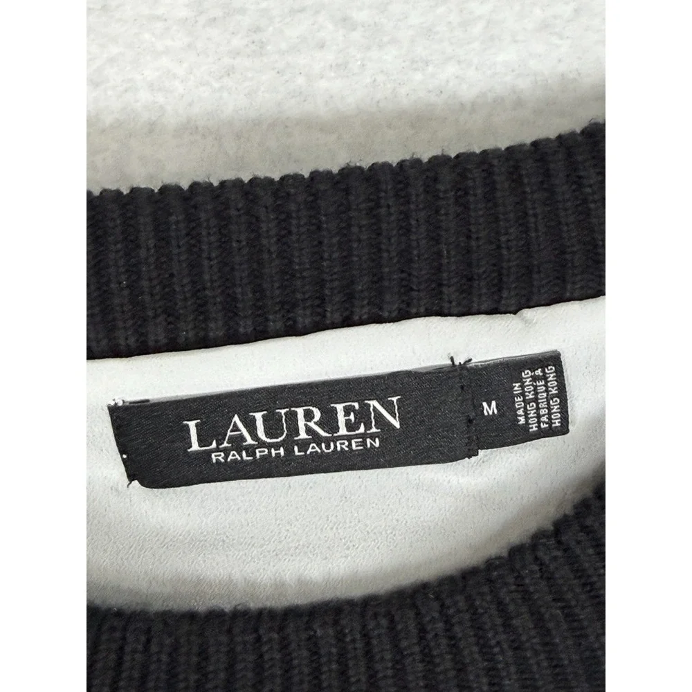Lauren Ralph Lauren Womens Layered Black Crewneck Sweater Medium Faux Undershirt